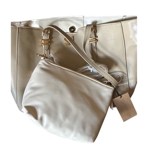 Steve Madden Tote Set Bag Sesame Solid Beige Faux Leather Shoulder NWT - Picture 7 of 12